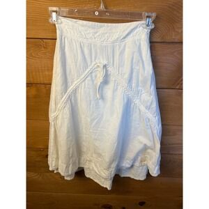 Prairie‎ Underground Womens Skirt White Layered Ruffle Hem Drawstring Boho XS